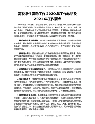 高校学生资助工作2020年工作总结及2021年工作要点.docx