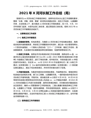 2021年X河河长制工作总结（局）