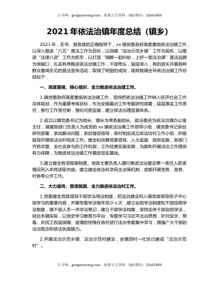 2021年依法治镇年度总结（镇乡）