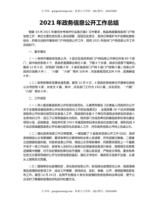 2021年政务信息公开工作总结