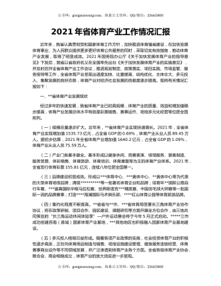 2021年省体育产业工作情况汇报