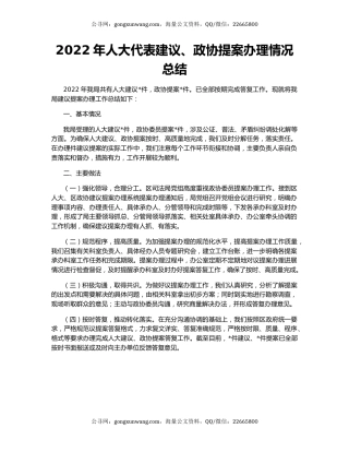 2022年人大代表建议、政协提案办理情况总结