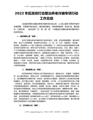 2022年区政府打击整治养老诈骗专项行动工作总结