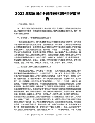 2022年基层国企分管领导述职述责述廉报告