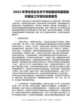 2022年学校党总支关于党的建设和基层组织建设工作情况自查报告