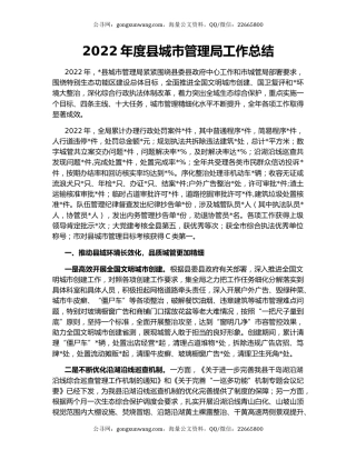 2022年度县城市管理局工作总结