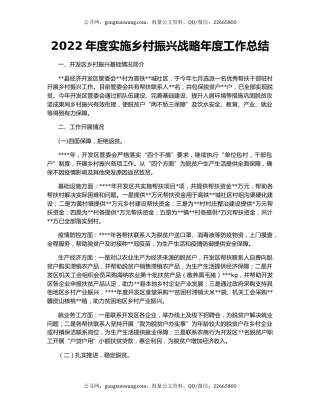 2022年度实施乡村振兴战略年度工作总结