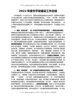 2022年度市平安建设工作总结