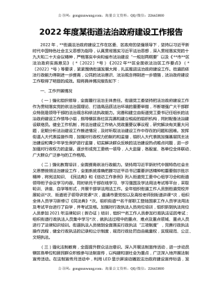 2022年度某街道法治政府建设工作报告