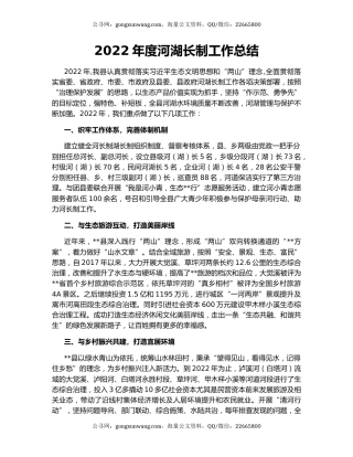 2022年度河湖长制工作总结