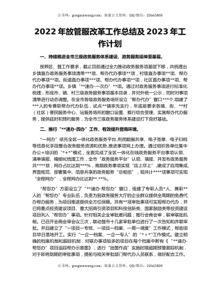 2022年放管服改革工作总结及2023年工作计划