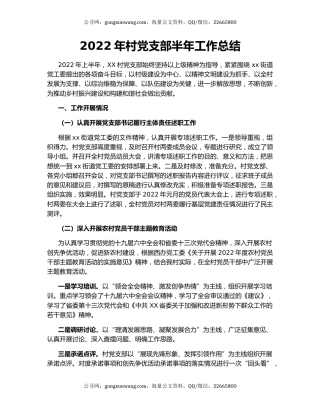 2022年村党支部半年工作总结