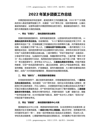 2022年某乡团委工作总结