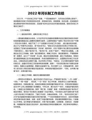 2022年河长制工作总结