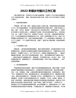 2022年镇乡村振兴工作汇报