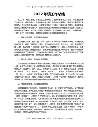 2022年镇工作总结