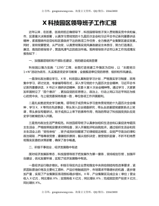 X科技园区领导班子工作汇报