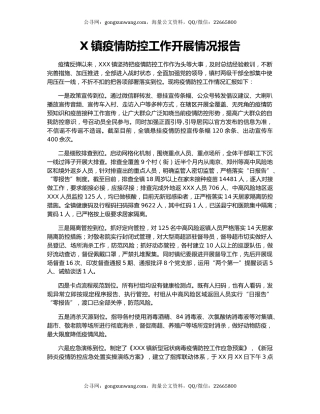X镇疫情防控工作开展情况报告