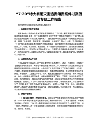 “7·20”特大暴雨灾害追责问责案件以案促改专题工作报告