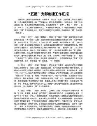 “五星”支部创建工作汇报