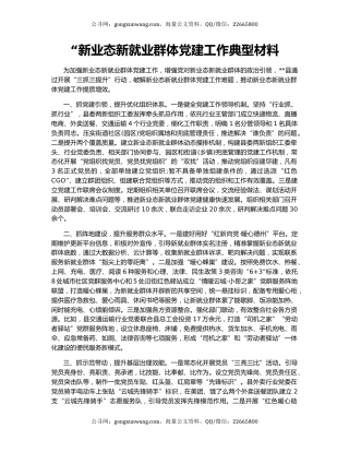 “新业态新就业群体党建工作典型材料