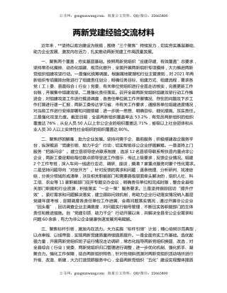 两新党建经验交流材料