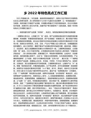 乡2022年特色亮点工作汇报