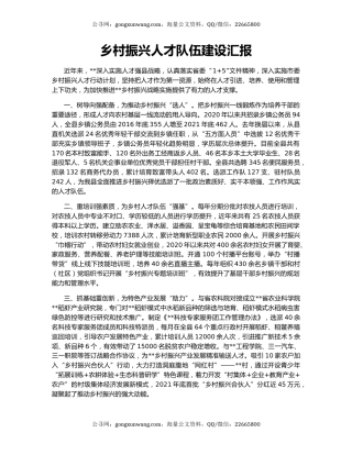 乡村振兴人才队伍建设汇报