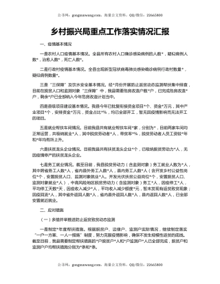 乡村振兴局重点工作落实情况汇报