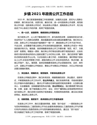 乡镇2021年政务公开工作总结
