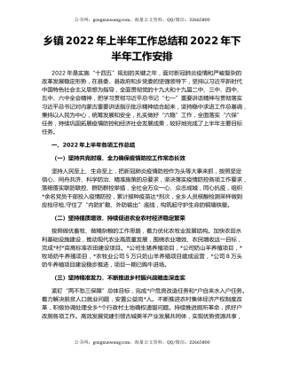 乡镇2022年上半年工作总结和2022年下半年工作安排