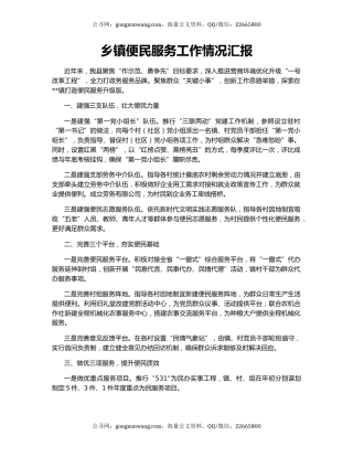 乡镇便民服务工作情况汇报