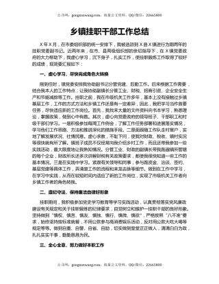 乡镇挂职干部工作总结