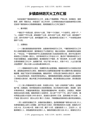 乡镇森林防灭火工作汇报