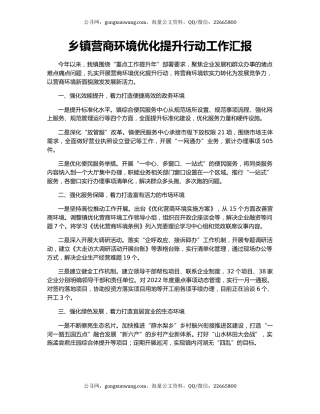 乡镇营商环境优化提升行动工作汇报