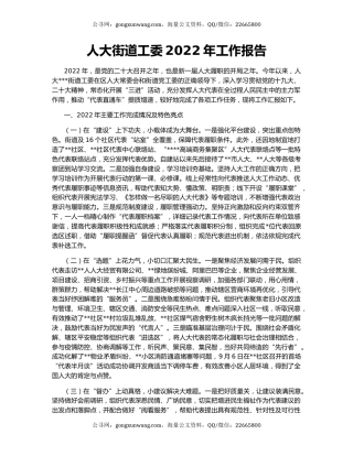 人大街道工委2022年工作报告