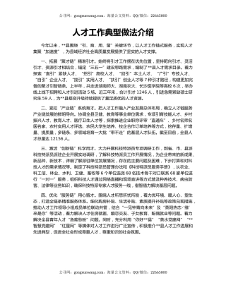 人才工作典型做法介绍