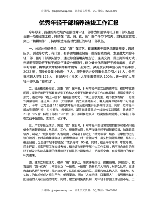 优秀年轻干部培养选拔工作汇报