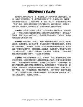 借调组织部工作总结