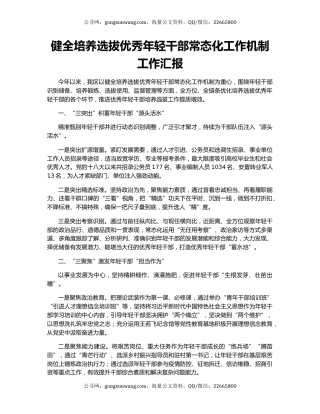健全培养选拔优秀年轻干部常态化工作机制工作汇报