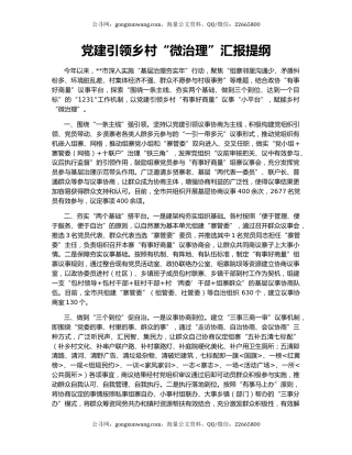 党建引领乡村“微治理”汇报提纲