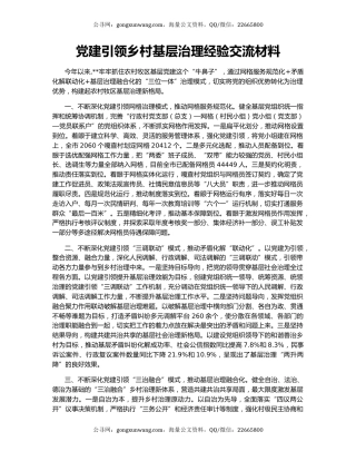党建引领乡村基层治理经验交流材料