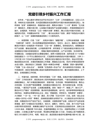 党建引领乡村振兴工作汇报（3）