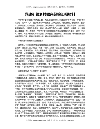 党建引领乡村振兴经验汇报材料