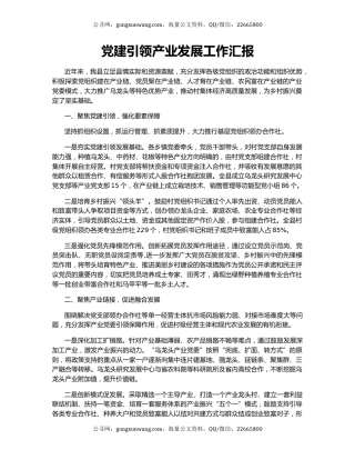 党建引领产业发展工作汇报