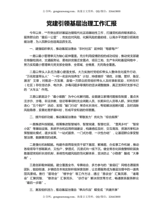 党建引领基层治理工作汇报（4）