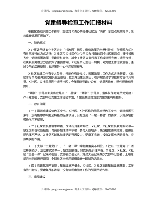 党建督导检查工作汇报材料