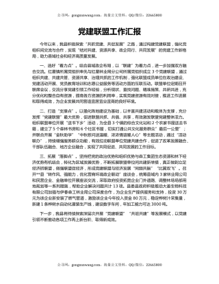 党建联盟工作汇报