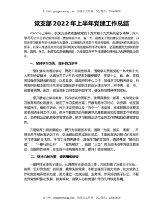 党支部2022年上半年党建工作总结