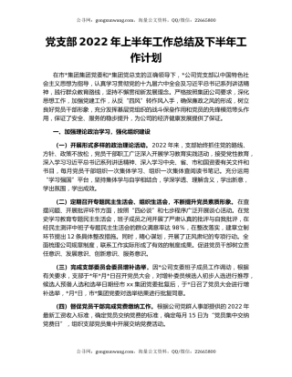 党支部2022年上半年工作总结及下半年工作计划